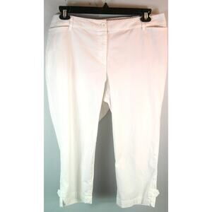 Talbots The Perfect Crop Curvy Women's 14 Petite White Elastic Button Waist